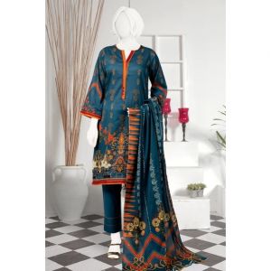 Diners Summer Collection Unstitched Deluxe 3 Piece Blue (WU30171)