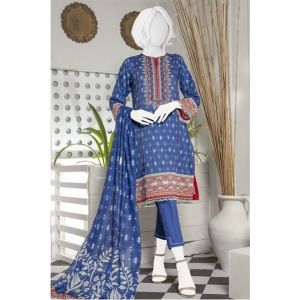 Diners Summer Collection Unstitched Deluxe 3 Piece Blue (WU30182)