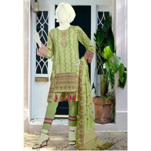 Diners Summer Collection Unstitched Deluxe 3 Piece Green (WU30184)