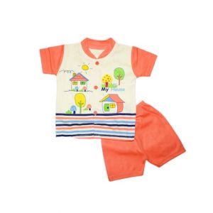Komfy My House Printed Unisex Suit For Kid's Orange (NBN130)