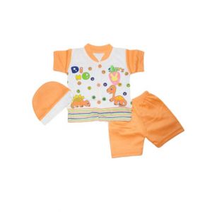 Komfy Printed 3 Piece Suit For Kid's Orange (NBN121)