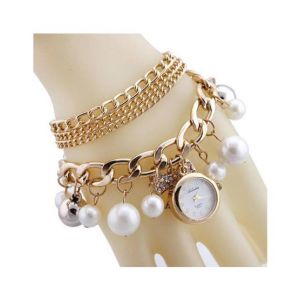 ShopEasy Pearl Bracelet Watch For Ladies