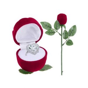 ShopEasy Wedding Party Red Rose With Leaf Ring