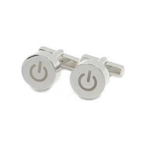 Cufflers White Circle Power Button Cufflinks - (CU-4003)