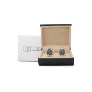 Cufflers Novelty Cufflinks Round Design Brown With Free Gift Box CU-2018 
