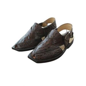 Leather Line Crocodile Kheri Chappal Brown-Brown