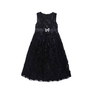 HnH Marketing Turkish Frill Fairy Frock With Front Bow For Women Black-6-10 Months