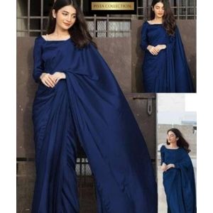 Pista Collection Imported Silk Saree Stuff-Blue