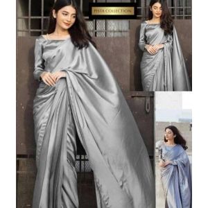 Pista Collection Imported Silk Saree Stuff-Grey