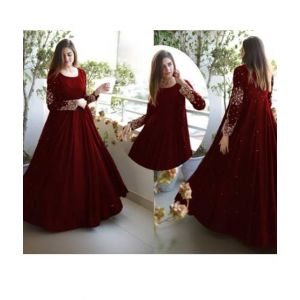 Pista Collection 3pcs Heavy Embroidered Maxi Trouser-Maroon