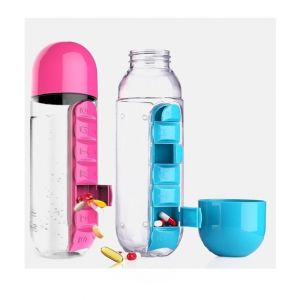 Easy Shop 2 in 1 Water Bottle And Pill Organizer Pink