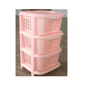 Easy Shop 3 Layer Vegetable Drawer For Kitchen Pink