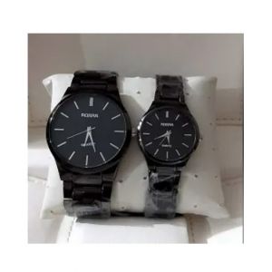 Easy Shop Analog Stainless Steel Couple Watch Black (1019)