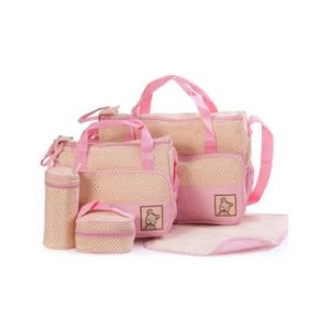Easy Shop Baby Stroller &amp; Nappy Bag - Set of 5 Pcs-Pink