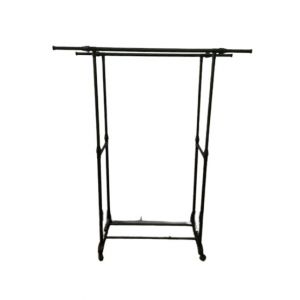 Easy Shop Double Pole Cloth Hanging Stand with Shoe Rack - Black