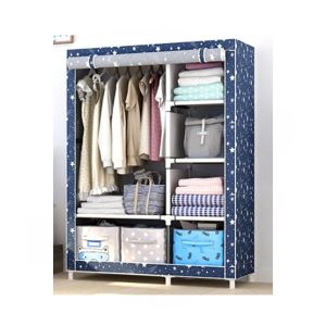 Easy Shop Five Shelf & One Sided Hanging Cloth Wardrobe Blue