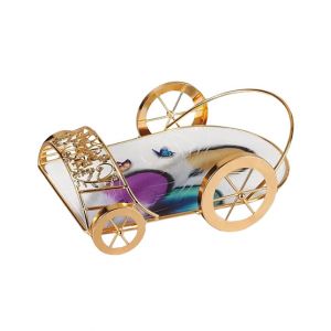 Easy Shop Golden Frame Serving Cart Dish for Cake-Purple