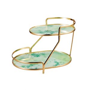 Easy Shop Golden Frame Two Step Story Server Stand-Green