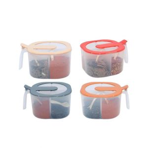 Easy Shop Modern 4 Portion Spice Jar With Spoons - Large