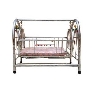 Easy Shop Royal Look Swing Bed with Soft Mattress For Born Baby - Silver Chrome 