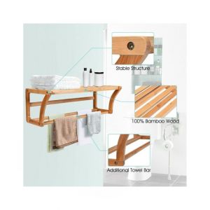 Easy Shop Wooden Bathroom Wall Shelf And Towel Holder