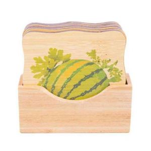 Easy Shop Wooden Tea Coaster With Stand Pack Of 6 (0677)