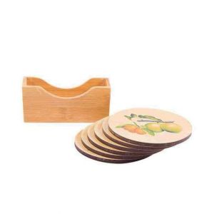Easy Shop Wooden Tea Coaster With Stand Pack Of 6 (0678)