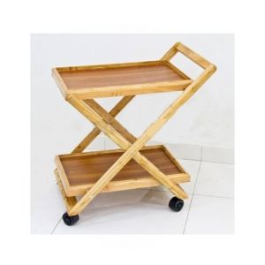 Easy Shop Wooden Two Flappers Tea Trolley