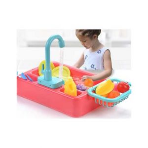 ShopEasy Electric Dishwasher Kitchen Sink Toy with Running Water (19 pcs set)