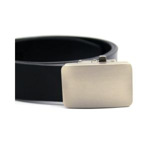 Evenodd Silver Buckle Pure Leather Belt For Men Black (MAB19032)