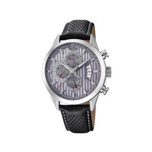 Festina Chronograph Men's Leather Strap Watch Black (F20271/3)