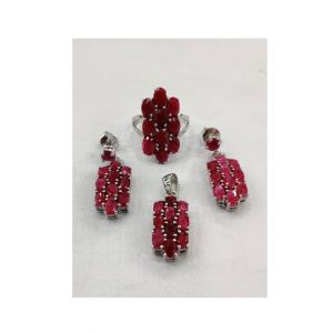 Gilgit Bazaar Ruby Stone Silver Set (19)