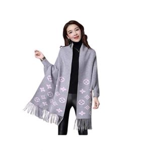Shopeasy Printed Fleece Shawl -Grey