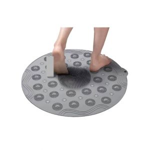 Shopeasy Silicone Foot Massage Cleaning Bath Mat-Grey