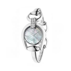 Gucci Horsebit Diamond-Accented Women's Watch Silver (YA139504)