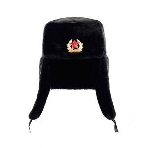 Silk Road Traders Bomber Fur Russian Military Hat - Black