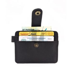Idrees Leather Card Holder For Unisex Black