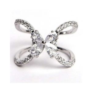 KhawajasKreation Adjustable Butterfly Ring For Women Silver