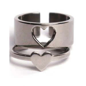 KhawajasKreation Heart Couple Ring Set Silver