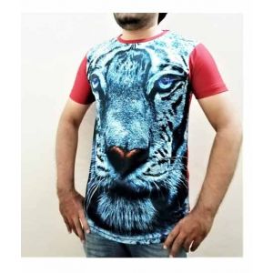 King 3D Tiger Round Neck Printed T Shirt For Men (0117)