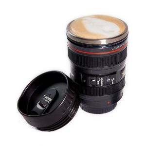King Coffee Cup Camera Lens Shaped Black