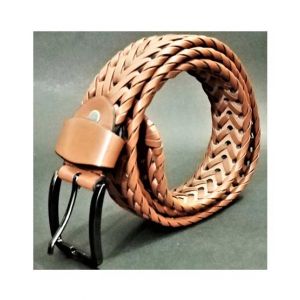 King Faux Leather Braided Belt Brown