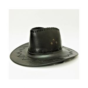 King PU Cowboy Leather Hat Cap Black