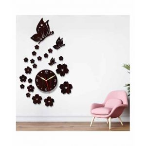 LookNBuy 3D Wooden Wall Clock (0017)