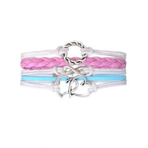 Scenic Accessories Blue & Pink Braided Love Charm Bracelet (SAB-009)
