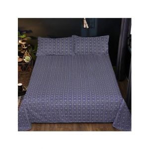 Maguari Box Design Double Bed Sheet Blue (0332)