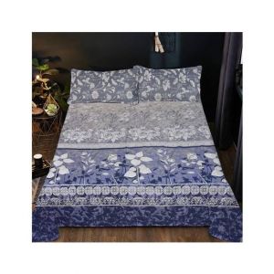 Maguari Flowers Design Double Bed Blue & White (0359)