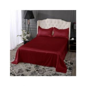 Maguari Satin Soft Silk Shine Single Bed Sheet Maroon (0320)