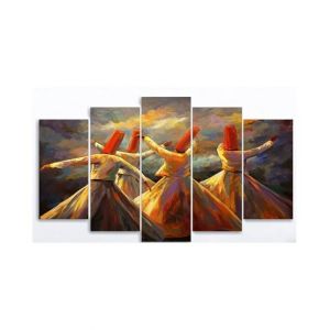 Maguari Sufi Oil Painting Canvas Small Wall Frame 5 Pcs (0733)