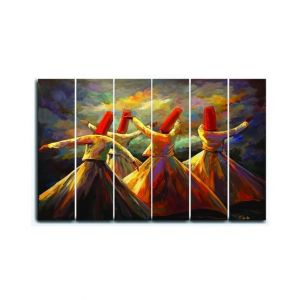 Maguari Sufi Oil Painting Canvas Small Wall Frame 6 Pcs (0734)